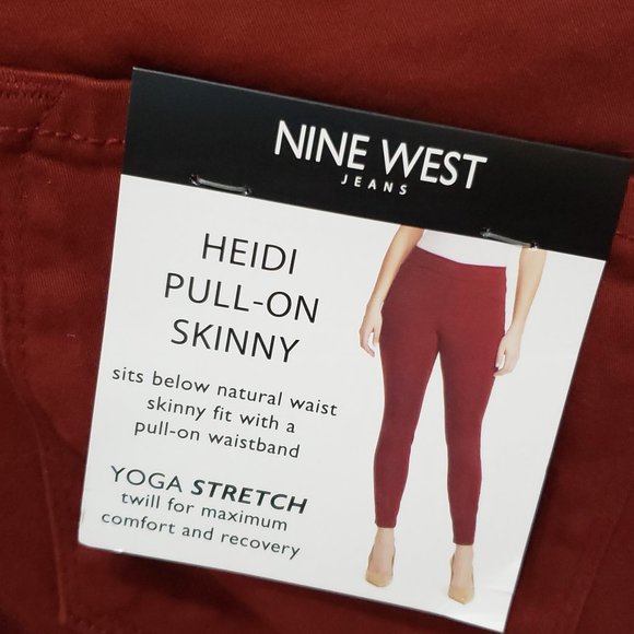 NWT Nine West Heidi Pull On Skinny Yoga Stretch Twill Jeans Size 6 Rusty Red - Picture 7 of 8